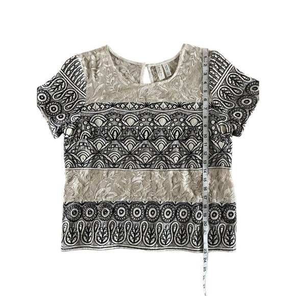 Anthropologie Meadow Rue Womens Embroidered Sleeve Blouse Gold 10 - Picture 11 of 11